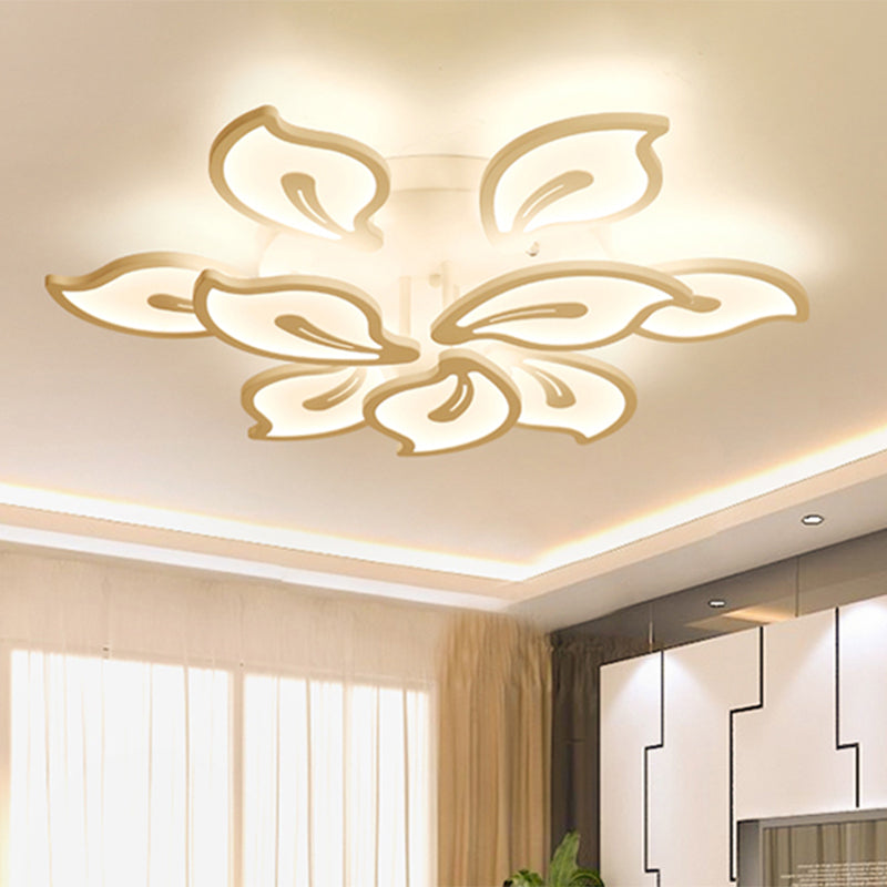 Modern Bauhinia Leaf Flush Light: Acrylic Led Ceiling Lamp For Living Room. Available In 3/5/9 -