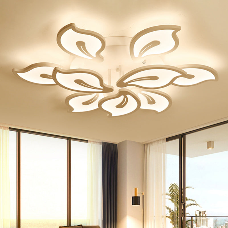 Modern Bauhinia Leaf Flush Light: Acrylic Led Ceiling Lamp For Living Room. Available In 3/5/9 -