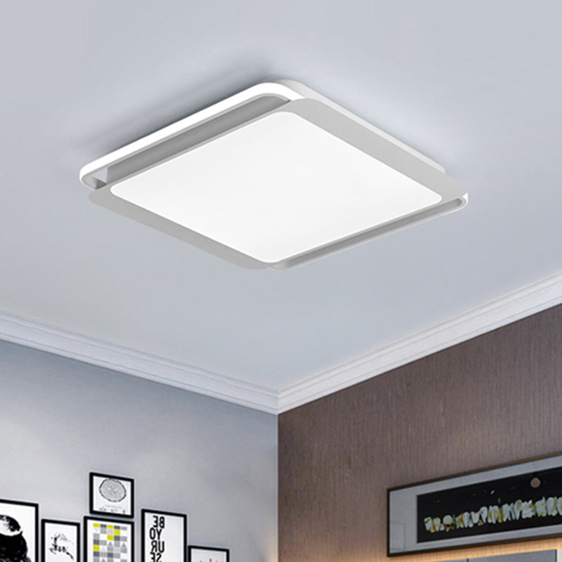 Modern Metal Square Ceiling Flush Mount Light - Led 18/23.5 W White Bedroom Lamp In Warm/White