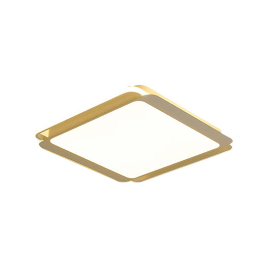 Modern Metal Square Ceiling Flush Mount Light - Led 18’/23.5’ W White Bedroom Lamp In Warm/White