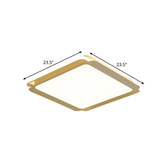 Modern Metal Square Ceiling Flush Mount Light - Led 18’/23.5’ W White Bedroom Lamp In Warm/White