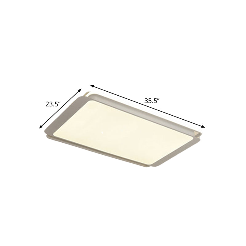 Simple Metal Integrated Led Flush Mount Ceiling Light Fixture - White Rectangular Design For Living