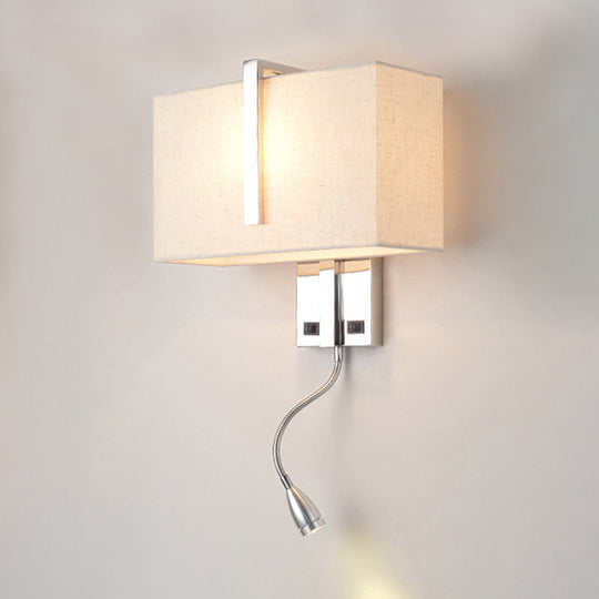 Modern Fabric Led Wall Sconce In Chrome - Stylish Lighting For Living Room