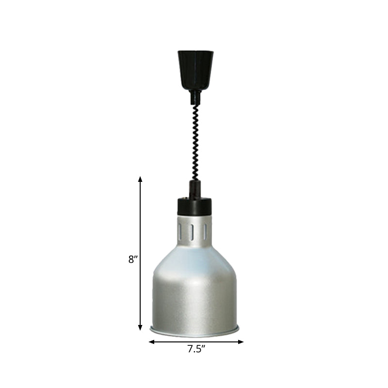 Retro Silver Bedroom Ceiling Pendant Light With Barn Shade And Extendable Arm