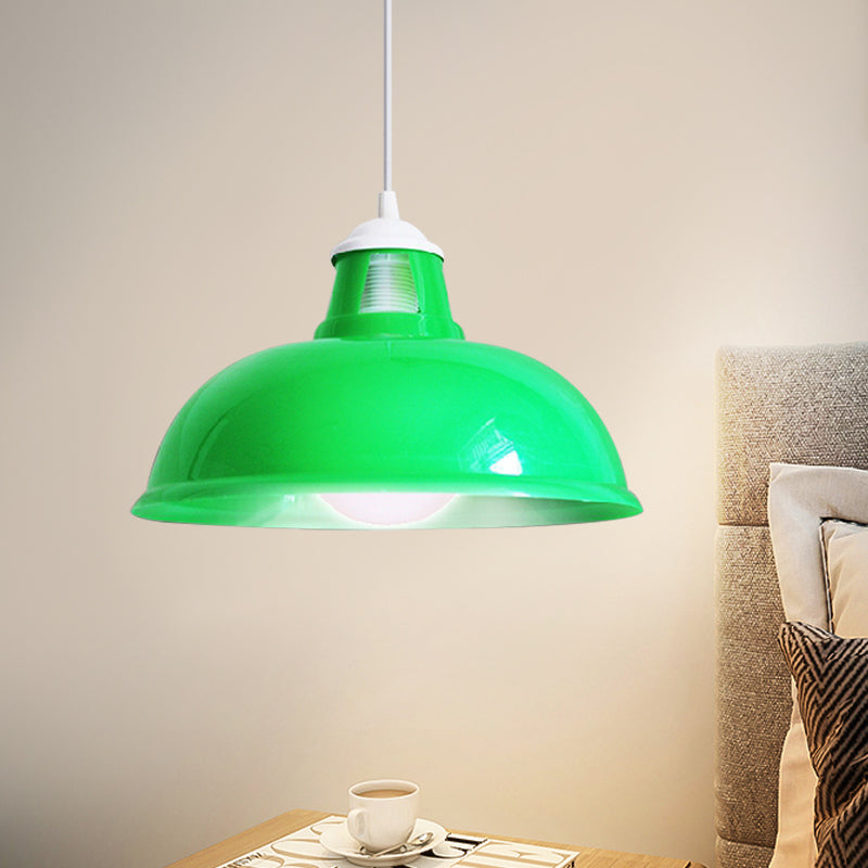 Vintage Pendant Light With Acrylic Coin Pattern Shade - 1 Bulb Red/Yellow/Green Restaurant Ceiling