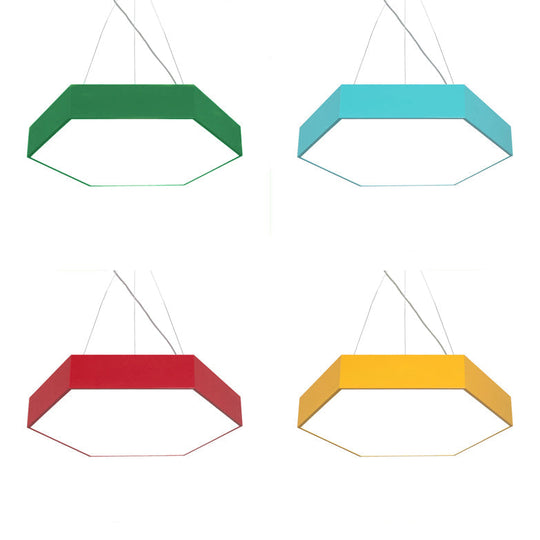 Contemporary Led Hexagon Pendant Lamp - Yellow/Silver/Purple 12’/18’/23.5’ Wide