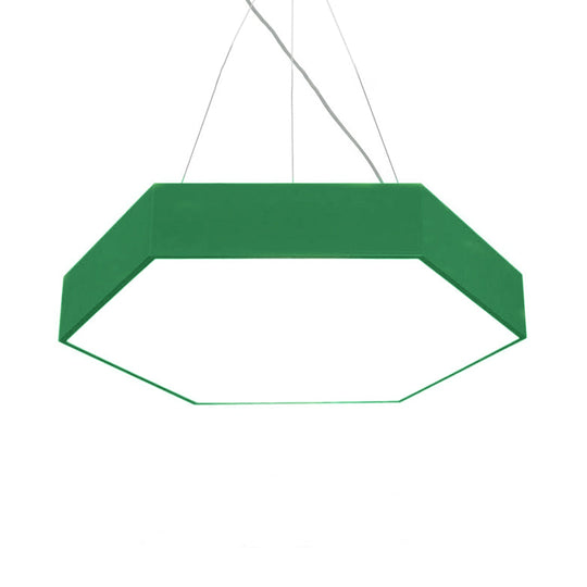 Contemporary Hexagon Pendant Lamp With Led Yellow/Silver/Purple Metal Ceiling Light Multiple Sizes