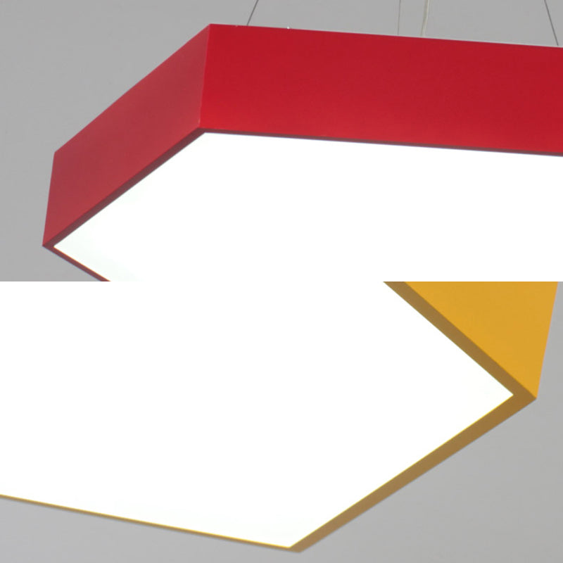 Contemporary Led Hexagon Pendant Lamp - Yellow/Silver/Purple 12’/18’/23.5’ Wide