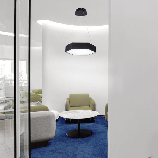 Contemporary Hexagon Pendant Lamp With Led Yellow/Silver/Purple Metal Ceiling Light Multiple Sizes