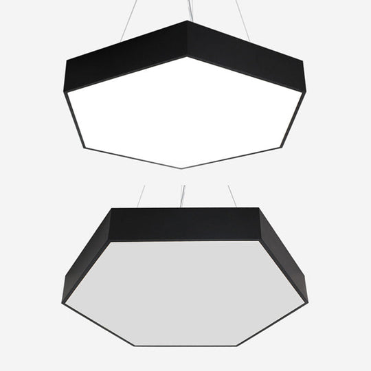 Contemporary Hexagon Pendant Lamp With Led Yellow/Silver/Purple Metal Ceiling Light Multiple Sizes