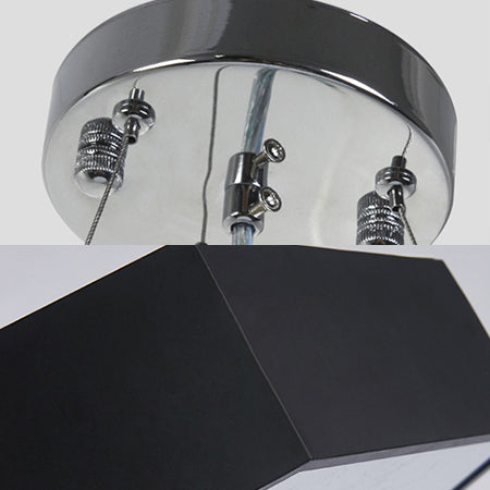 Contemporary Hexagon Pendant Lamp With Led Yellow/Silver/Purple Metal Ceiling Light Multiple Sizes