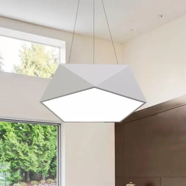 Modern Pentagon Pendant Light With Led - 16.5/20.5/24.5 Wide White/Black/Yellow Ceiling Lamp Acrylic