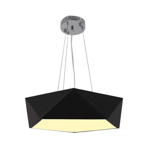 Modern Pentagon Pendant Light With Led - 16.5/20.5/24.5 Wide White/Black/Yellow Ceiling Lamp Acrylic