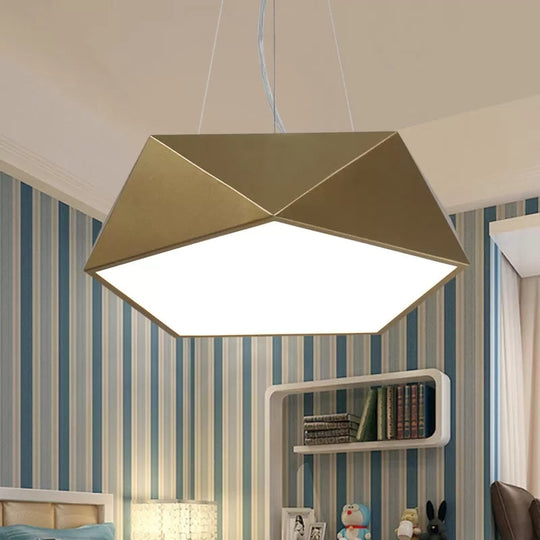 Modern Pentagon Pendant Light With Led - 16.5/20.5/24.5 Wide White/Black/Yellow Ceiling Lamp Acrylic