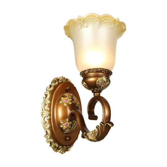 Blossom Shaped Retro-Style Crystal Sconce Wall Light In Brown