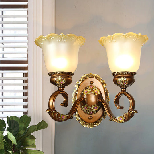 Blossom Shaped Retro-Style Crystal Sconce Wall Light In Brown