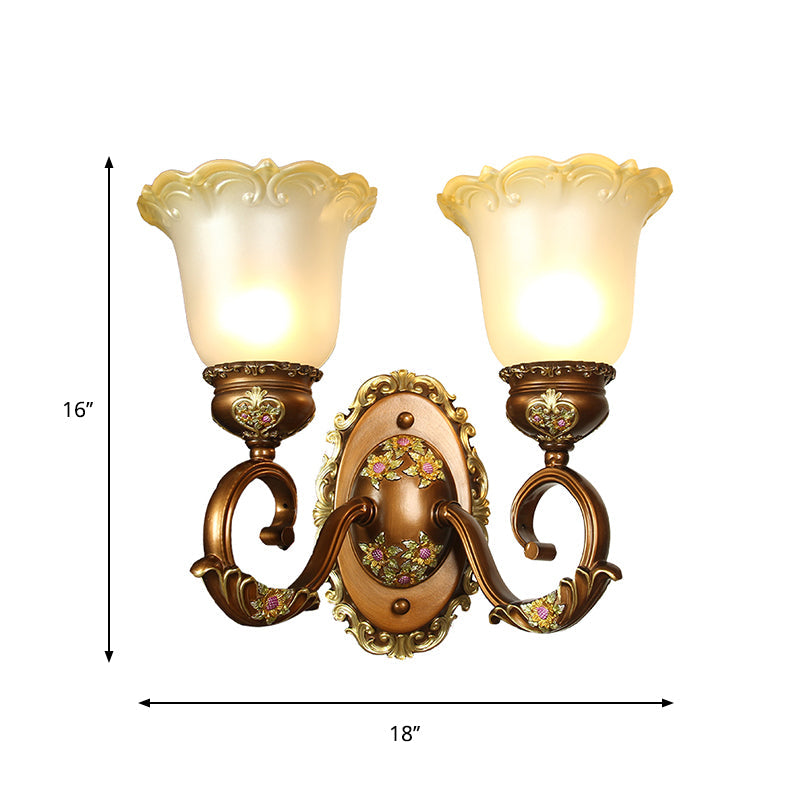 Blossom Shaped Retro-Style Crystal Sconce Wall Light In Brown