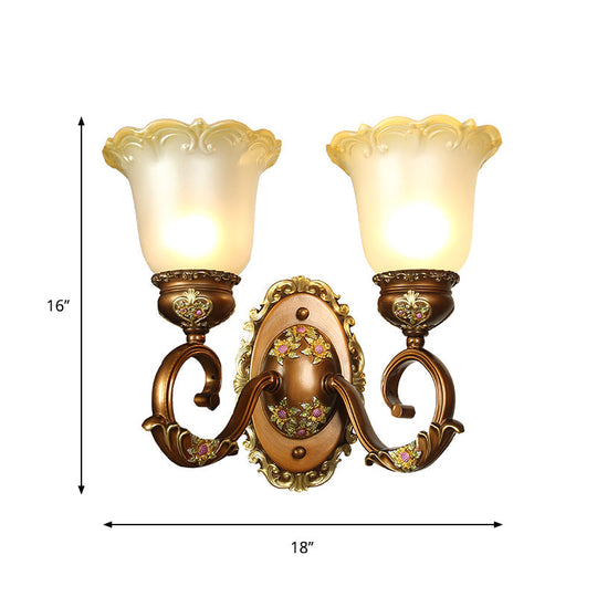 Blossom Shaped Retro-Style Crystal Sconce Wall Light In Brown