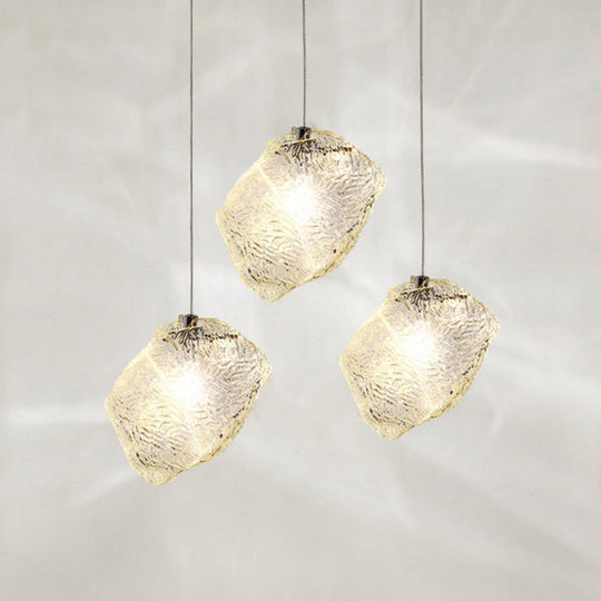 Contemporary Clear Glass Pendant Light With Led Available In 5/6/8 Lights Round/Linear Canopy