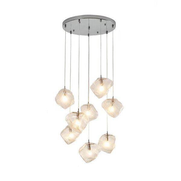 Contemporary Clear Glass Pendant Light With Led Available In 5/6/8 Lights Round/Linear Canopy