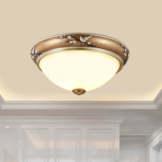 Antiqued Dome Crystal Flush Mount Ceiling Lights - Wide 2/3 - Head Lighting Fixture In Brown