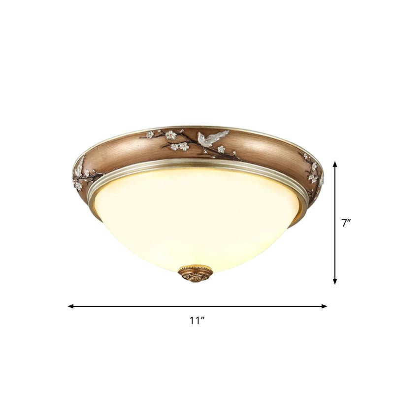 Antiqued Dome Crystal Flush Mount Ceiling Lights - Wide 2/3-Head Lighting Fixture In Brown 11/15/19