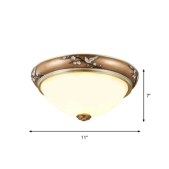 Antiqued Dome Crystal Flush Mount Ceiling Lights - Wide 2/3-Head Lighting Fixture In Brown 11/15/19
