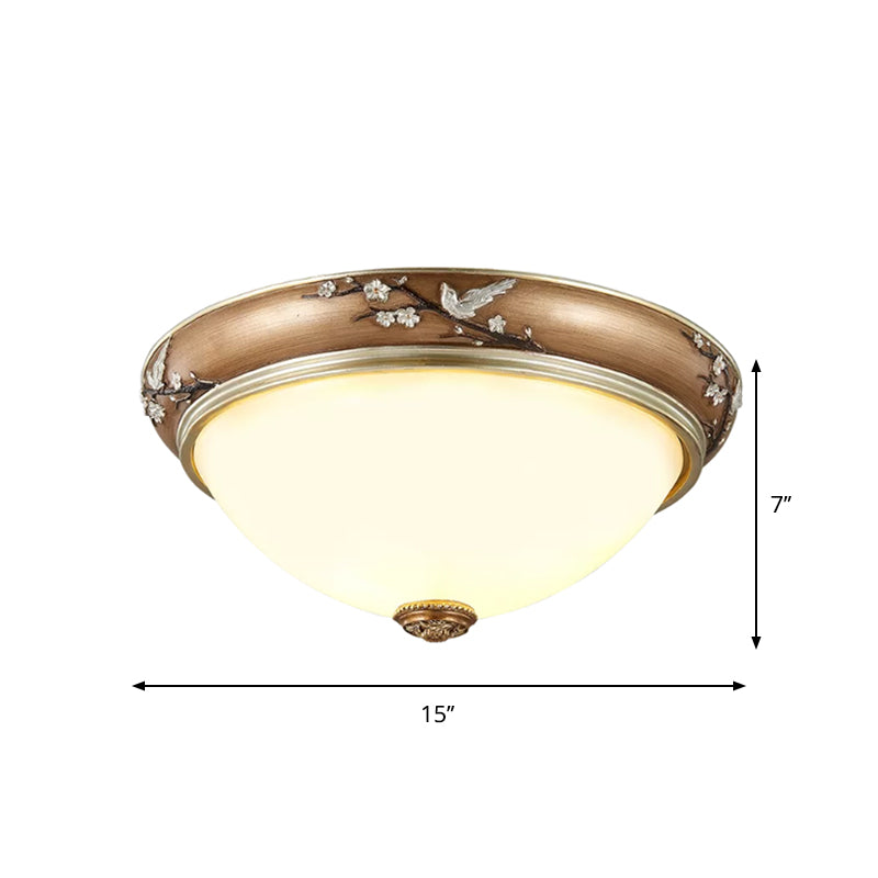 Antiqued Dome Crystal Flush Mount Ceiling Lights - Wide 2/3 - Head Lighting Fixture In Brown