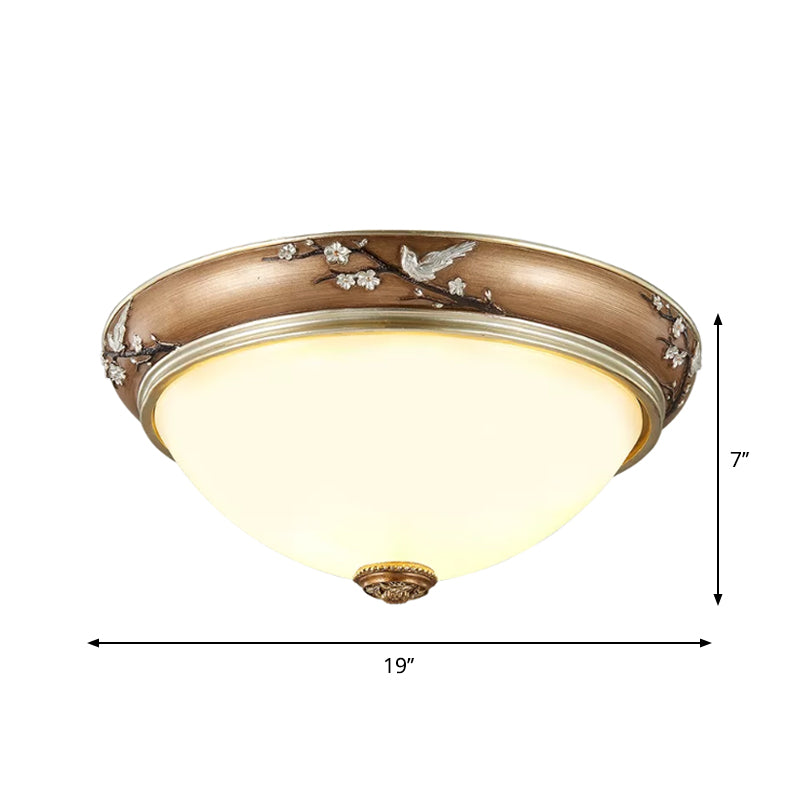 Antiqued Dome Crystal Flush Mount Ceiling Lights - Wide 2/3-Head Lighting Fixture In Brown 11/15/19