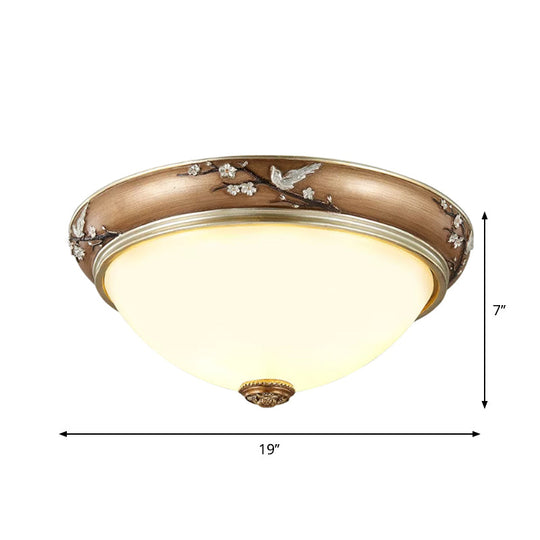 Antiqued Dome Crystal Flush Mount Ceiling Lights - Wide 2/3-Head Lighting Fixture In Brown 11/15/19