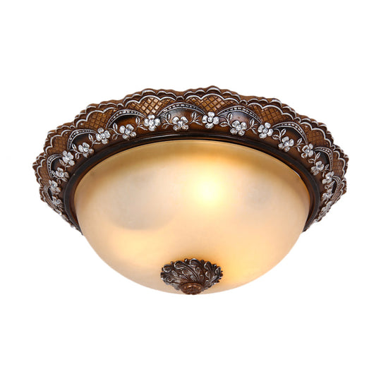Antiqued Dome Flushmount Ceiling Light - Brown 2/3 Lights
