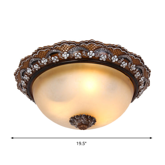 Antiqued Dome Flushmount Ceiling Light - Brown 2/3 Lights