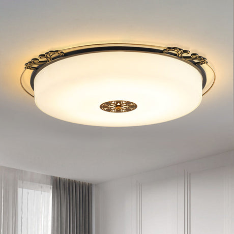 Traditional Glass Column Led Ceiling Light Fixture Black Flush Mount 18/21.5 Wide / 18