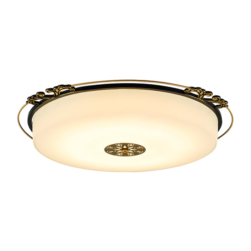 Traditional Glass Column Led Ceiling Light Fixture Black Flush Mount 18/21.5 Wide