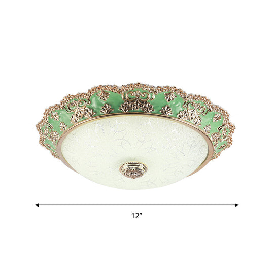 Traditional Style Green Glass Led Ceiling Light Fixture - Multiple Width Options Available