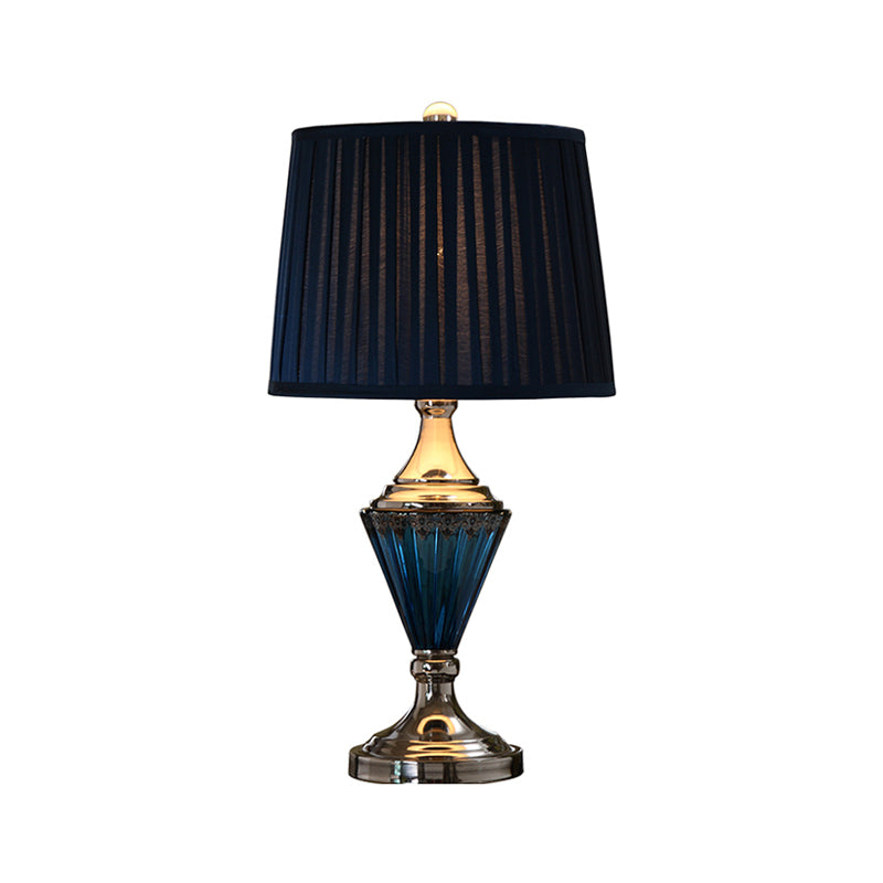 Rolande - Vintage Black Barrel Shade Night Table Lamp Style Pleated Fabric 1 Bulb Bedroom Desk Light
