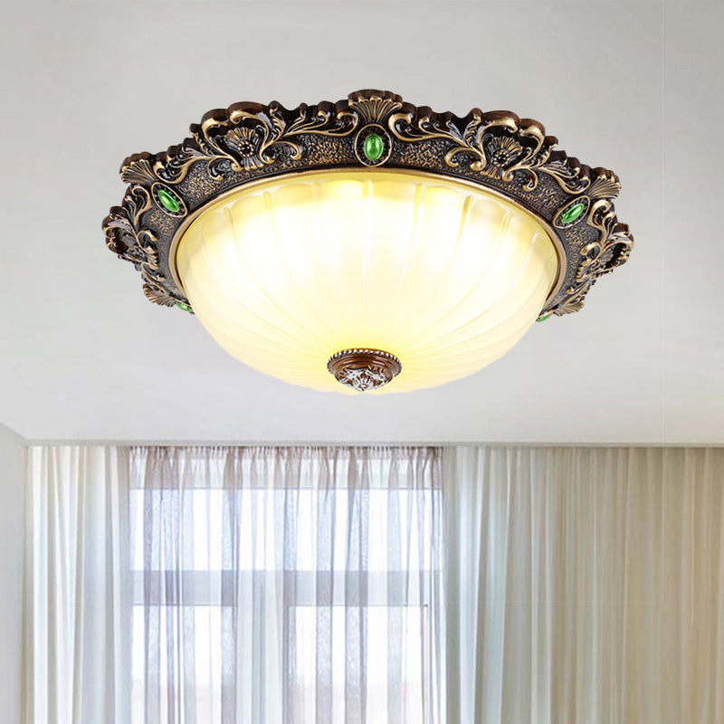 Vintage Flush Mount Light: Dome Shaped Ceiling Lighting 2/3 Bulbs Green/Red 12/16/19.5 Green / 12