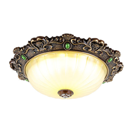 Vintage Flush Mount Light: Dome Shaped Ceiling Lighting 2/3 Bulbs Green/Red 12/16/19.5