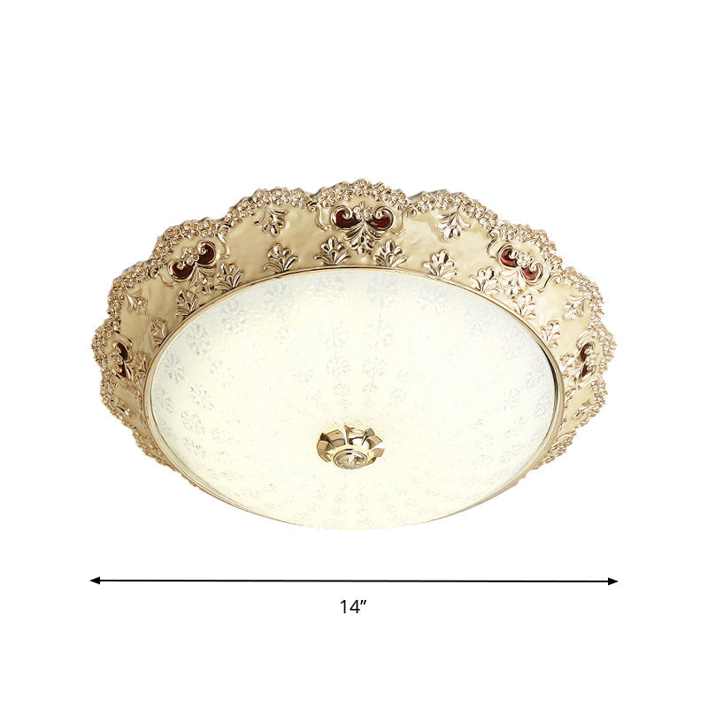 Gold Retro Led Glass Flushmount Ceiling Light Sizes: 14’/16’/19.5