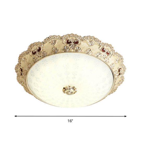 Gold Retro Led Glass Flushmount Ceiling Light Sizes: 14’/16’/19.5