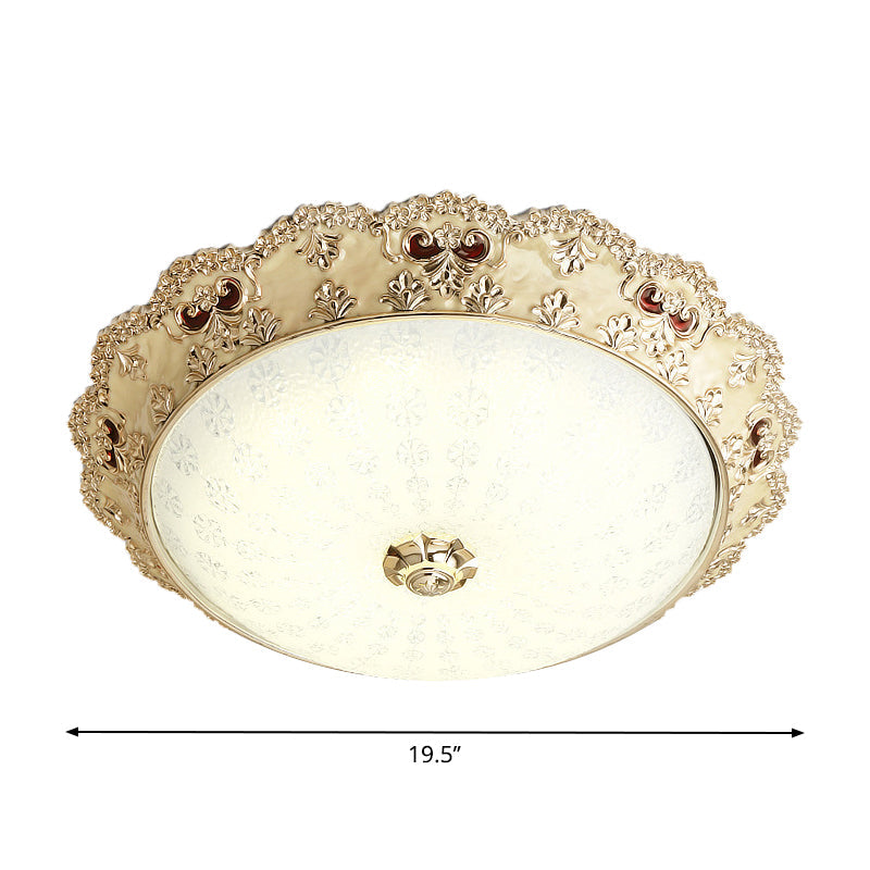 Gold Retro Led Glass Flushmount Ceiling Light Sizes: 14’/16’/19.5