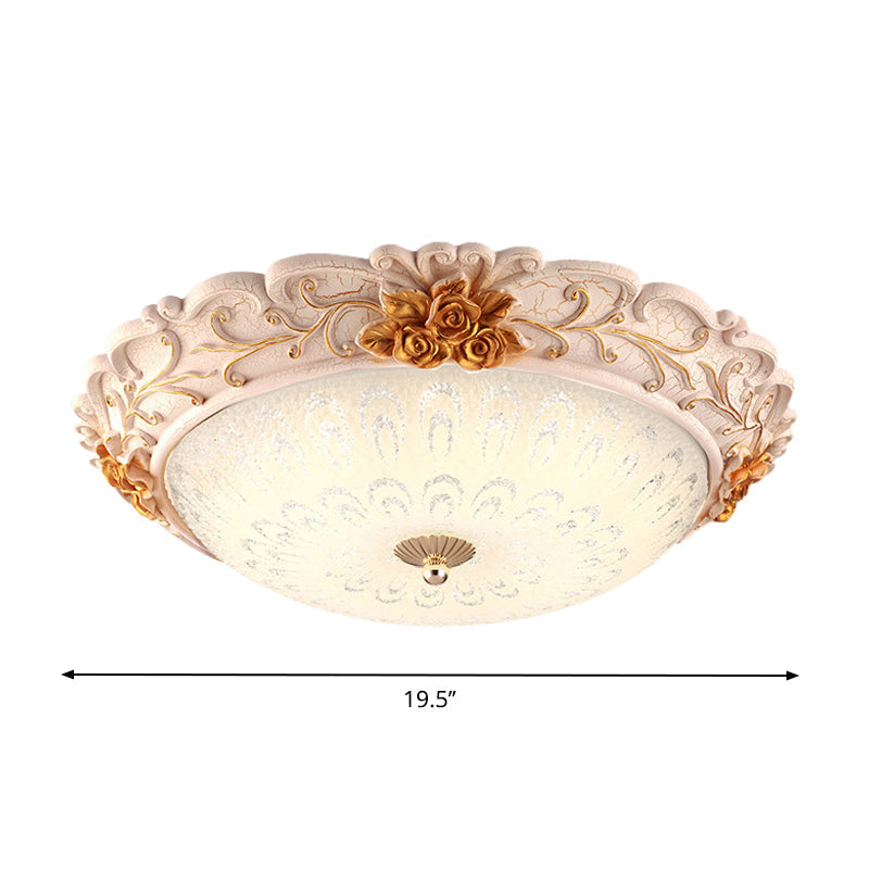 12’/16’/19.5’ Led Flush Mount Lighting With Opal Blown Glass Shade - White - Gold Retro Ceiling Lamp