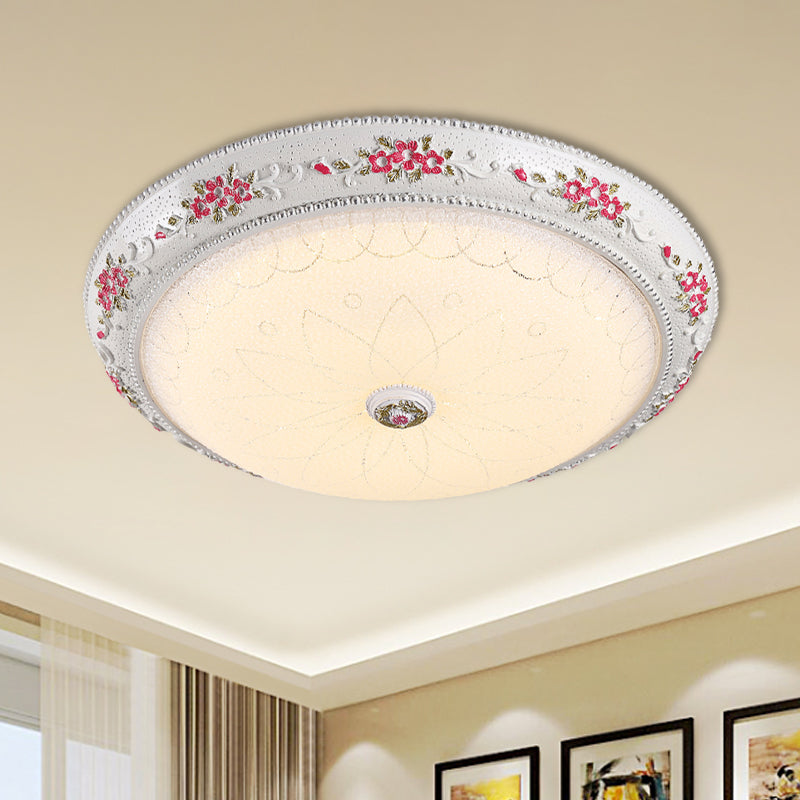 Traditional Style Led Flush Mount Ceiling Light In Cream Glass Available 3 Sizes White - Pink / 12’