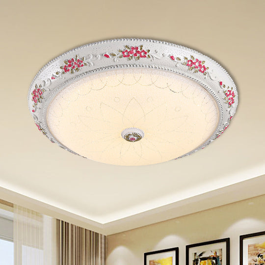 Traditional Style Led Flush Mount Ceiling Light In Cream Glass Available 3 Sizes White - Pink / 12’