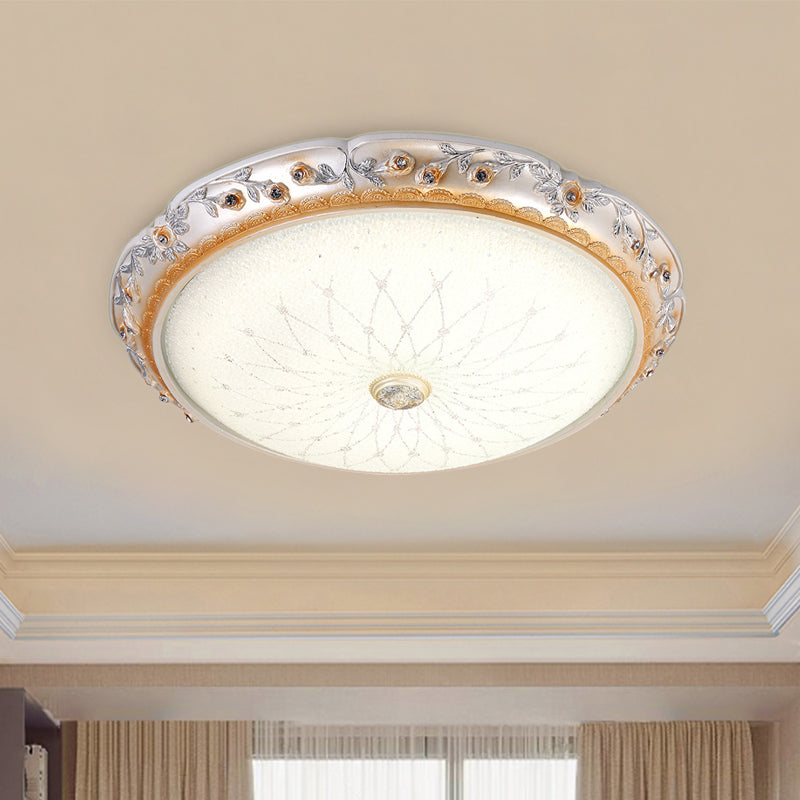 Ivory Glass White Led Flush Mount Lamp Traditional Round Shape 12’/16’/19.5’ Width