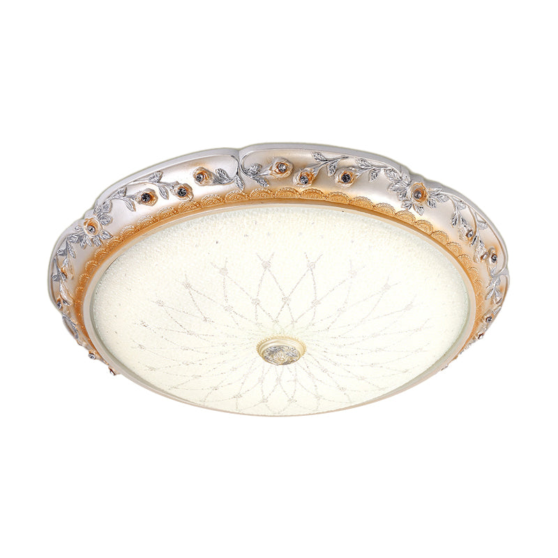 Ivory Glass White Led Flush Mount Lamp Traditional Round Shape 12/16/19.5 Width