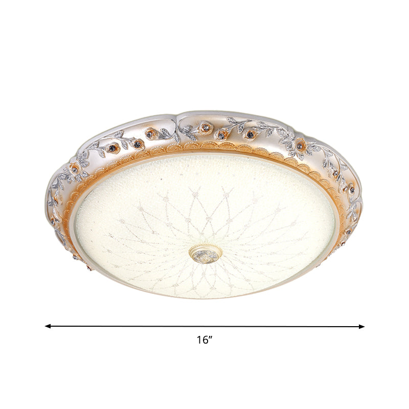 Ivory Glass White Led Flush Mount Lamp Traditional Round Shape 12’/16’/19.5’ Width