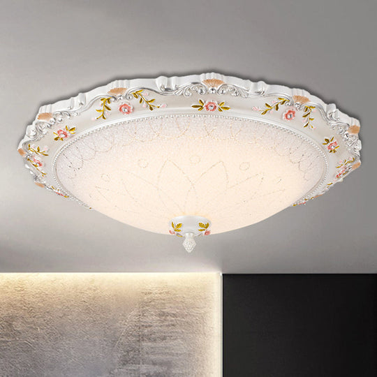 Vintage Style White Opaline Glass Led Flushmount Ceiling Lamp - 14’ 16.5’ 21’ Wide Warm/White