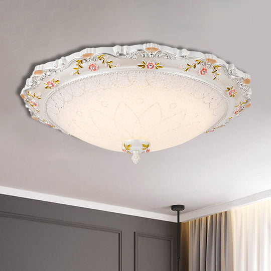 Vintage Style White Opaline Glass Led Flushmount Ceiling Lamp - 14’ 16.5’ 21’ Wide Warm/White Light