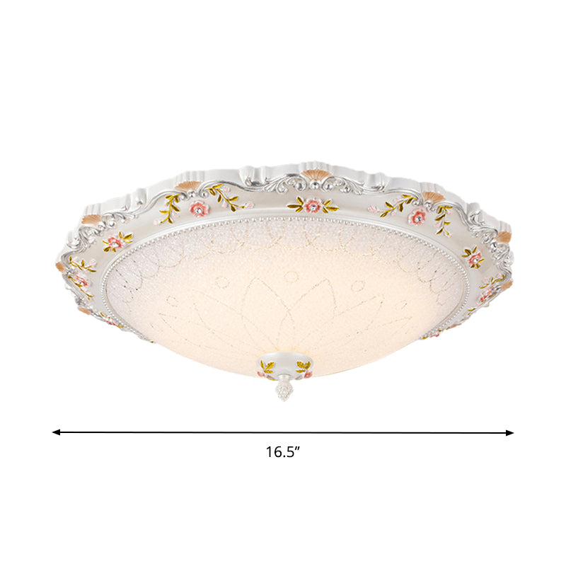 Vintage Style White Opaline Glass Led Flushmount Ceiling Lamp - 14 16.5 21 Wide Warm/White Light